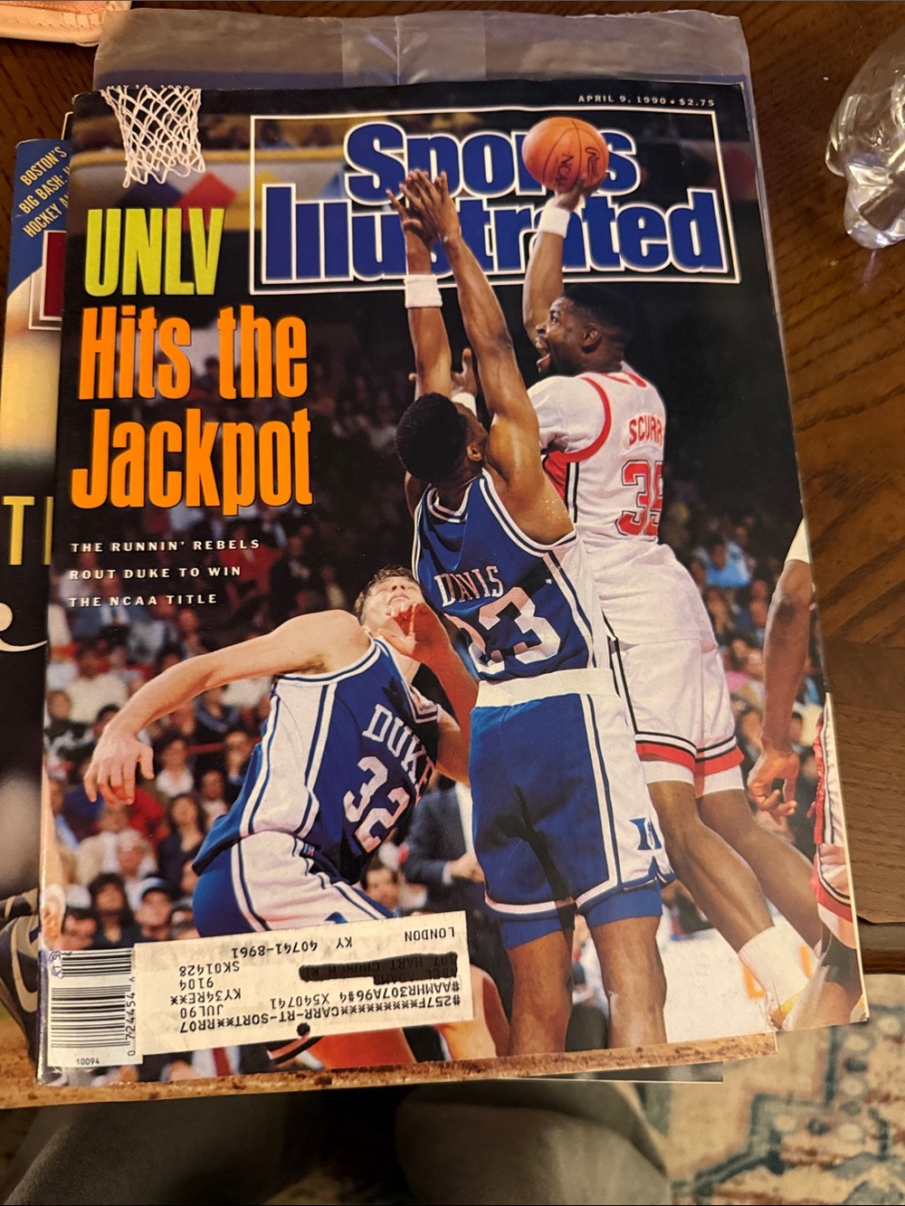 Vintage Sports Illustrated Cover Featuring UNLV vs Duke Basketball - Blue & Red